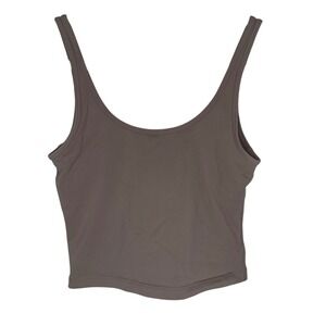 TnAction Women Tank Top Cropped Scoop Neck Athleisure‎ Taupe Size M